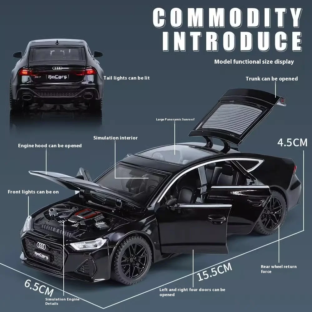Diecast Audi RS7 Sports Car 1:32 Scale Model 4 Diecast Audi RS7 Sports Car 1:32 Scale Model - Image 4