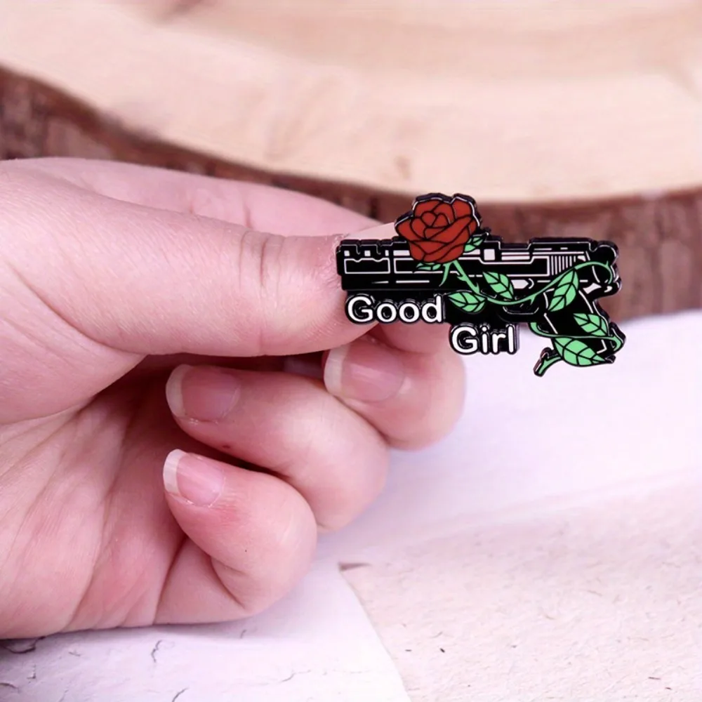 Gun and Rose Brooch with Good Girl Inscription 6 Gun and Rose Brooch with Good Girl Inscription - Image 6