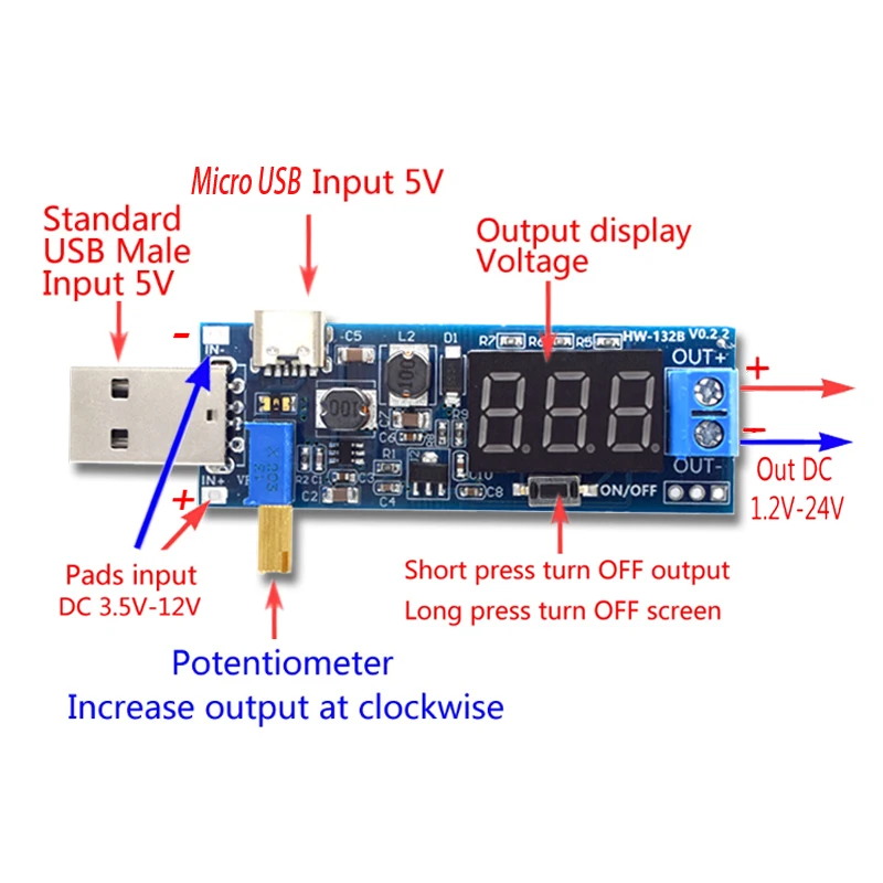 Boost Buck Converter USB Power Supply Module 2 Boost Buck Converter USB Power Supply Module - Image 2