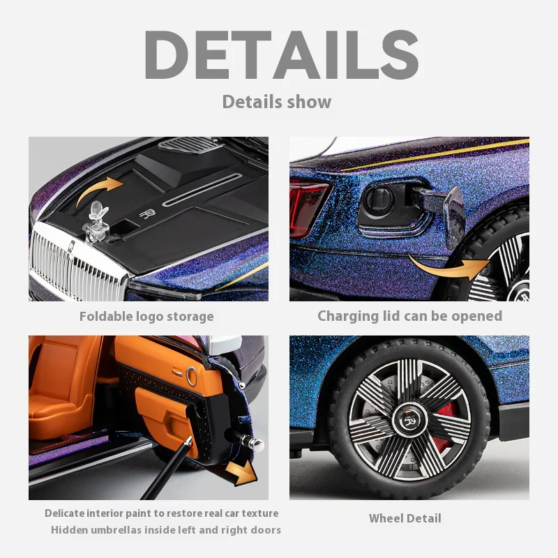 1:24 Scale Luxury Black Zinc Alloy Car Model 6 1:24 Scale Luxury Black Zinc Alloy Car Model - Image 6