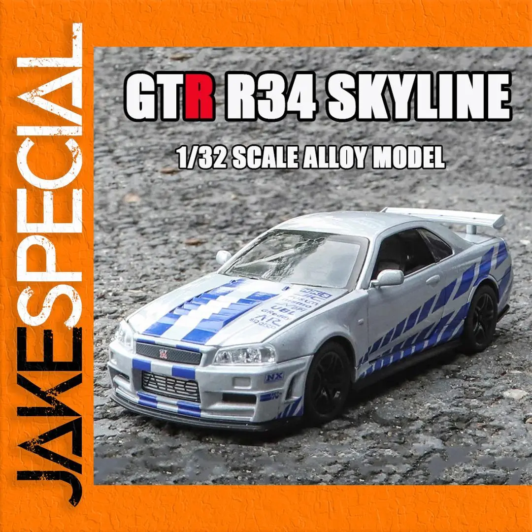 GTR R34 Skyline 1:32 Diecast Model with Lights 1 GTR R34 Skyline 1:32 Diecast Model with Lights