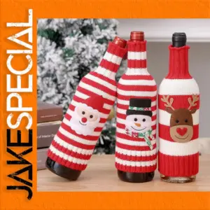 Festive Knitted Christmas Wine Bottle Cover