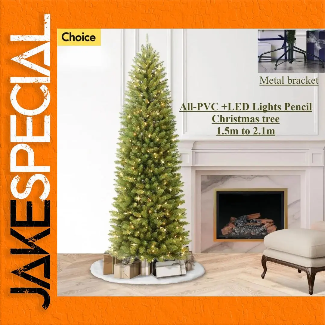 Elegant PVC Christmas Tree 150-210cm with LED Options 1 Elegant PVC Christmas Tree 150-210cm with LED Options