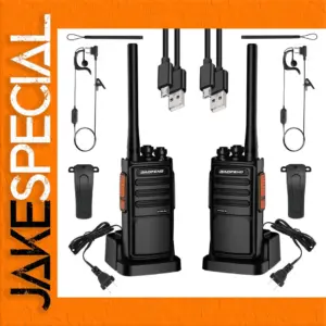 Black BF-888S PLUS Walkie Talkie Set with 1500mAh Batteries