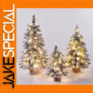 Mini Snow-Frosted Christmas Tree, 45cm with LED Lights
