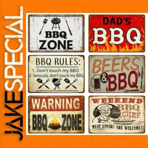 Vintage BBQ Metal Sign Collection 20x30 cm