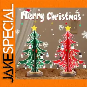 Mini Wooden Christmas Tree 30cm with Ornaments