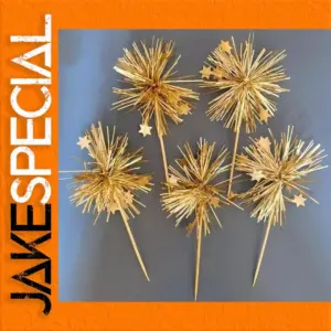 Gold Firework Cupcake Toppers Set of 5