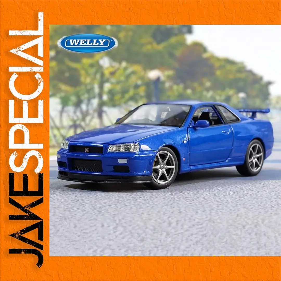 Blue Nissan Skyline GTR R34 Scale Model 1:24 1 Blue Nissan Skyline GTR R34 Scale Model 1:24