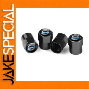 Black Aluminum Tire Valve Dust Caps Set
