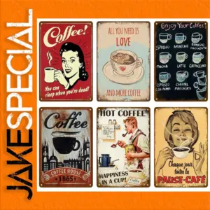 Vintage Coffee-Themed Tin Sign 20x30 cm