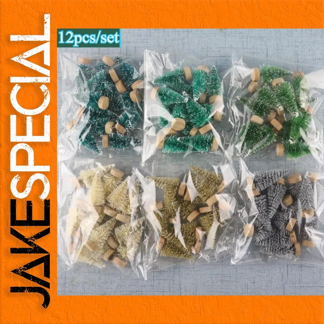 Colorful Miniature Christmas Tree Set with Glitter 1 Colorful Miniature Christmas Tree Set with Glitter