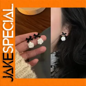 Elegant White Rose Drop Earrings for Women