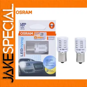Red OSRAM LED P21W S25 1156 Bulbs, 2 Pack