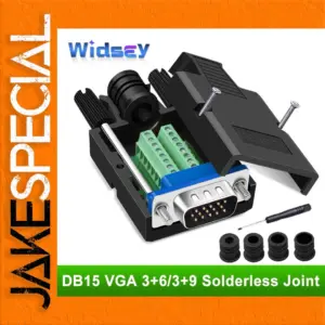 VGA DB15 Solderless Connector with Locking Mechanism