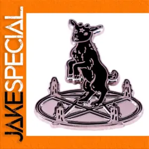 Black Goat Enamel Pin Brooch with Pentagram