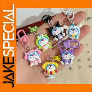 Colorful Doraemon-Inspired Keychain Set