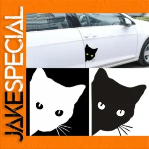 Playful Peeking Cat Vinyl Decal 18x15 cm