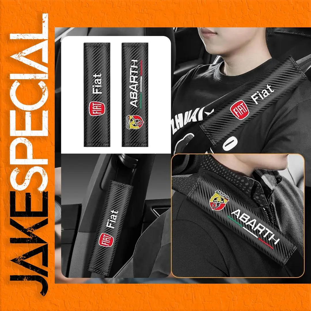 Carbon Fiber Fiat Abarth Seat Belt Shoulder Covers 1 Carbon Fiber Fiat Abarth Seat Belt Shoulder Covers