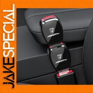 Black Abarth Seat Belt Extender with Red Accents