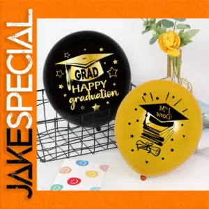 Graduation Balloons Set 10 Latex 12" Black, Gold, Yellow