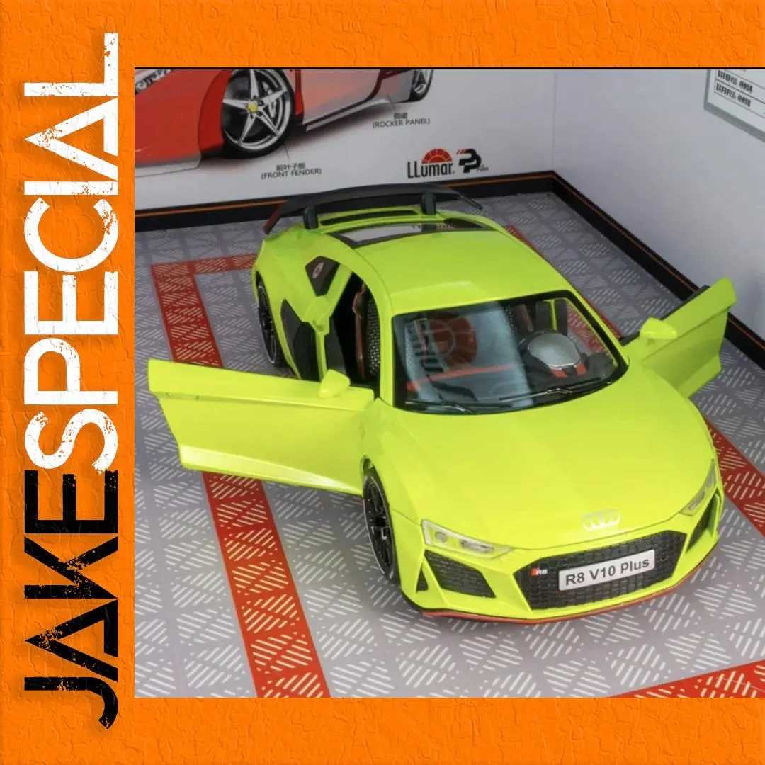 Neon Green Audi R8 V10 Plus Model 1:24 Scale 1 Neon Green Audi R8 V10 Plus Model 1:24 Scale