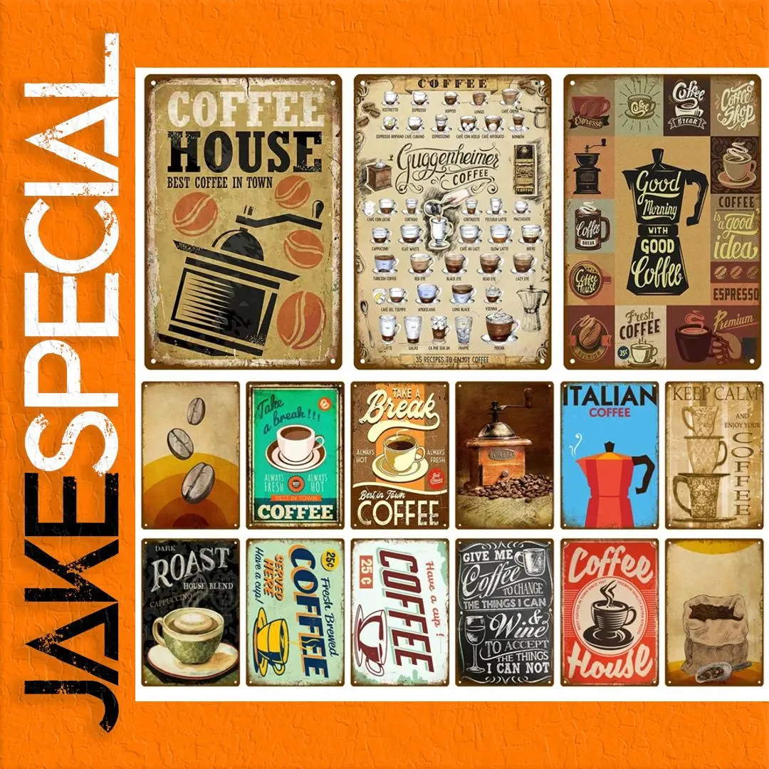 Coffee Themed Tin Sign Collection 20x30 cm 1 Coffee Themed Tin Sign Collection 20x30 cm