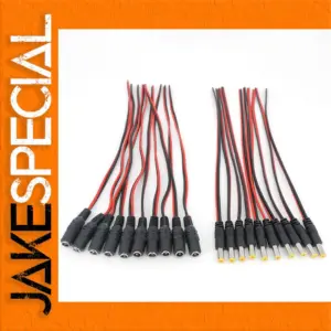 Black 25cm DC Extension Cable Set for LED and CCTV