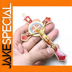 Golden Saint Benedict Cross Pendant 12x7 cm