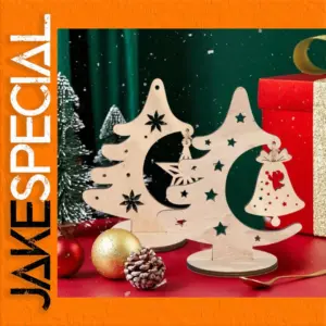 Rustic Wooden Christmas Tree Ornaments Set