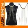 Gold Layered Body Chain Necklace with Rhinestones