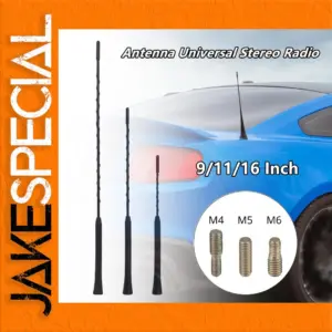 Universal Car Roof Mount Whip Antenna in Black