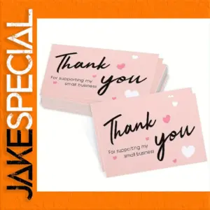 Pink Thank You Card Set with Stickers