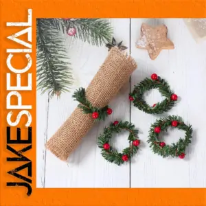 Festive Christmas Wreath Napkin Rings Set of 4