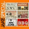 Vintage BBQ Zone Metal Sign Set of Six