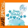 Vibrant Birthday Cake Topper Set in Blue, Gold