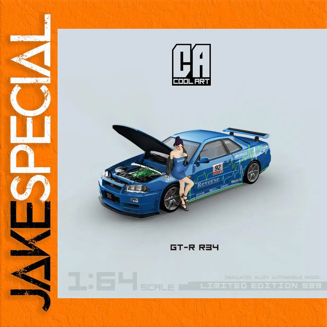 Blue Nissan GT-R R34 1:64 Diecast Model 1 Blue Nissan GT-R R34 1:64 Diecast Model