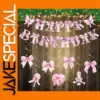 Pink Bow Birthday Banner and Decoration Set