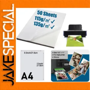 50 Sheets A4 Glossy Photo Paper Set 115g/135g