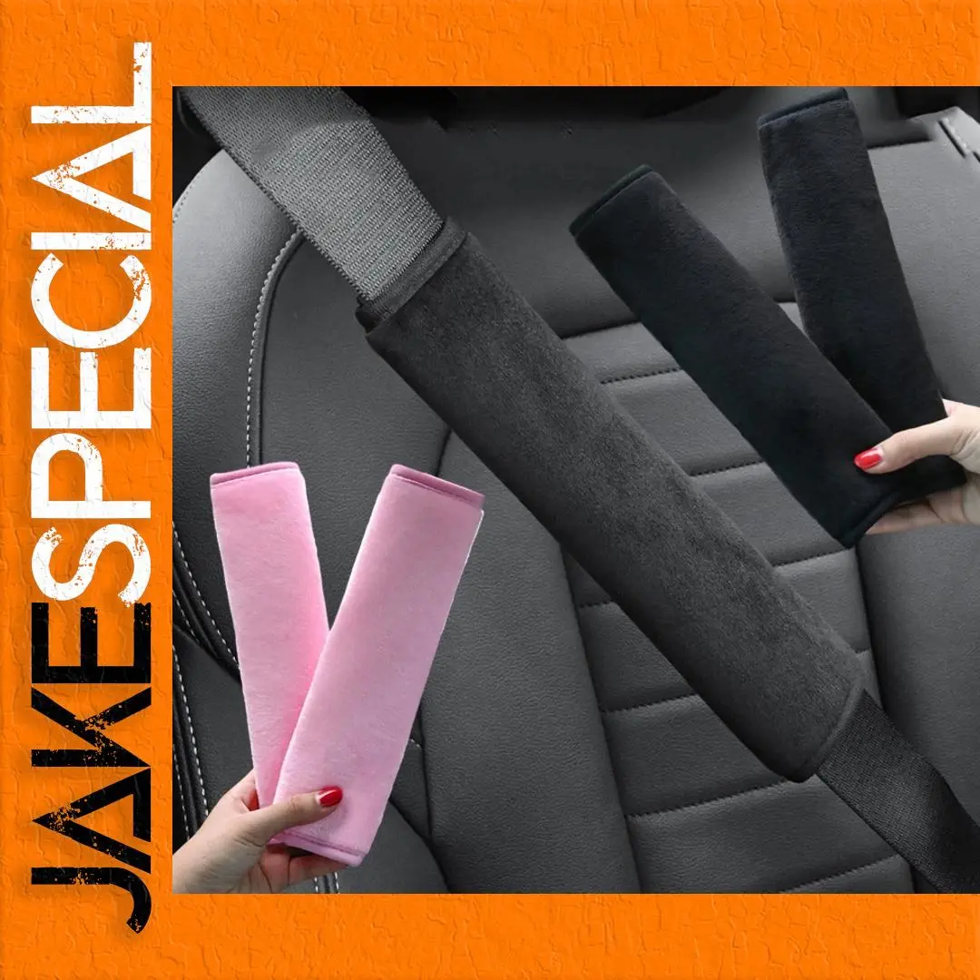 Plush Car Seat Belt Cover Black Pink 1 Plush Car Seat Belt Cover Black Pink
