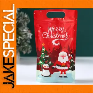 Festive Santa Zipper Stand-Up Gift Bags (Pack of 10/25)