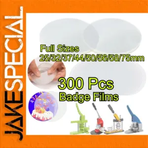 Transparent Badge Protector Films Set (8 Sizes, 300 pcs each)