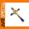 Saint Benedict Cross Pendant in Blue Metal