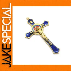 Saint Benedict Cross Pendant in Blue Metal
