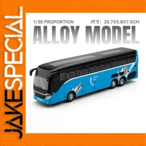 1/30 Scale Blue Alloy Bus Model Collectible