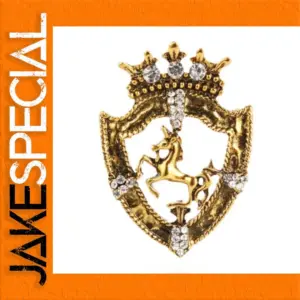 Vintage Golden Crown Brooch with Crystal Accents