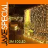 USB LED Curtain String Lights 3m x 3m 300 LEDs