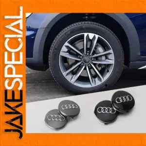 Car Wheel Hub Caps Set, 59mm, Black & Grey