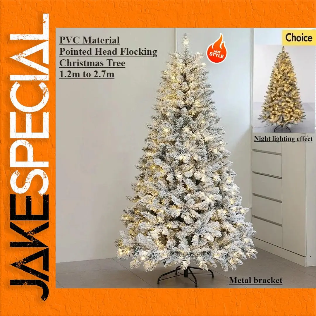 Flocked Christmas Tree 120-270cm with LED Lights 1 Flocked Christmas Tree 120-270cm with LED Lights