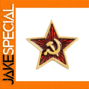 Vibrant Red Communist Brooch with Gold Accents